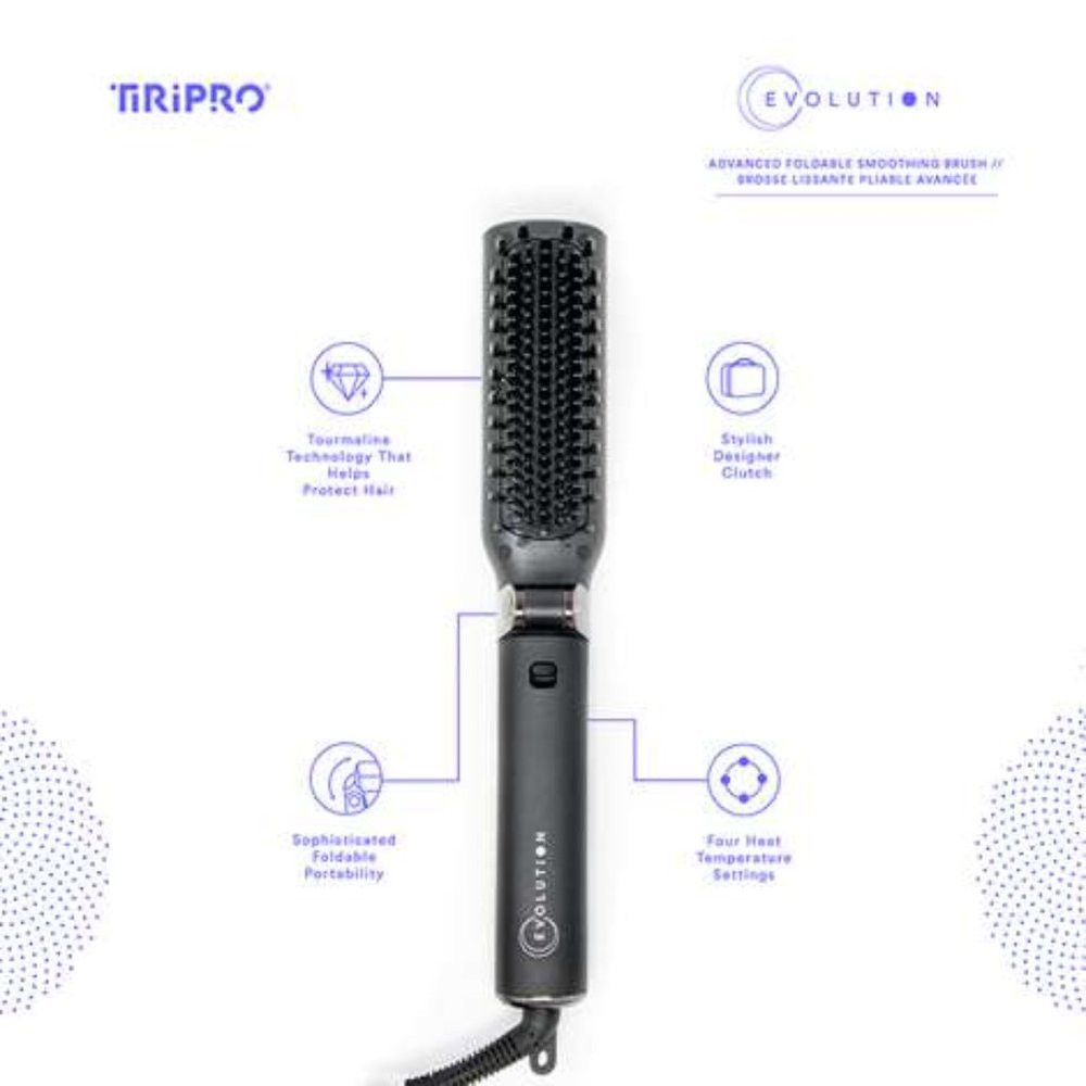 TIRI PRO Foldable Hot Brush with Travel Pouch